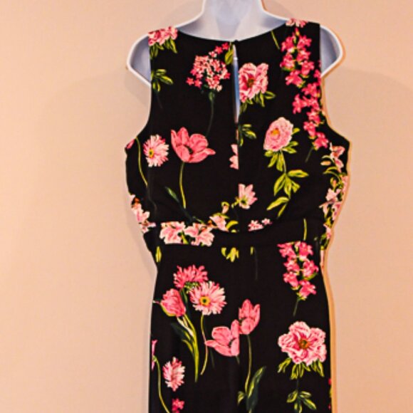 Karl Lagerfeld Paris Long Dress Black with floral print Size 14 - Picture 4 of 7
